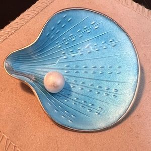 Finn Jenson Norway Enameled Oyster with Pearl brooch